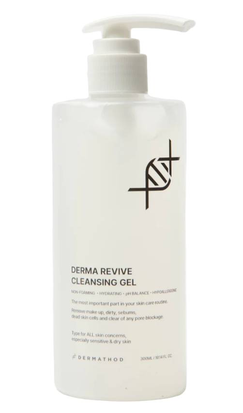 Derma Revive cleansing gel bottle on a white background